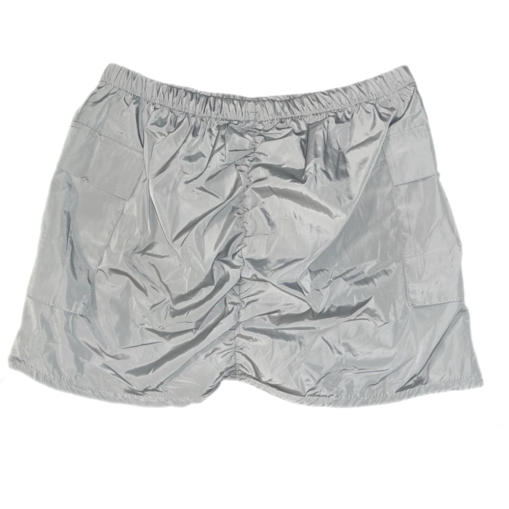 Women's Silver windbreaker style skirt with pockets on side